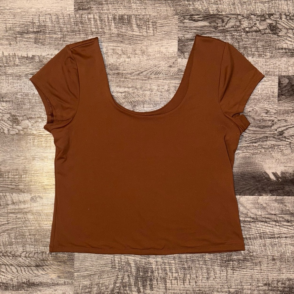 Old Navy Brown Cap Sleeve Crop Top
